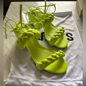 Women's Neon Green Braided Sandals